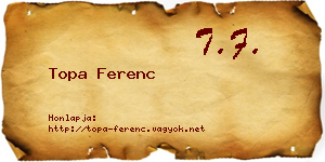 Topa Ferenc névjegykártya